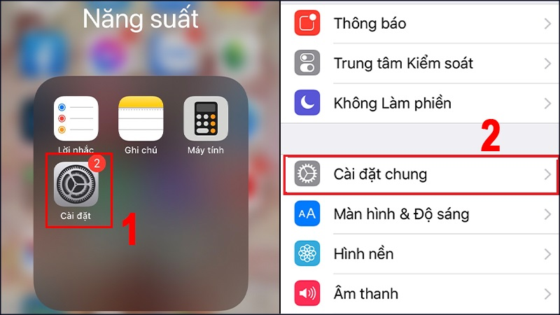 Vào ứng dụng Cài đặt của iPhone  Mở phần Cài đặt chung